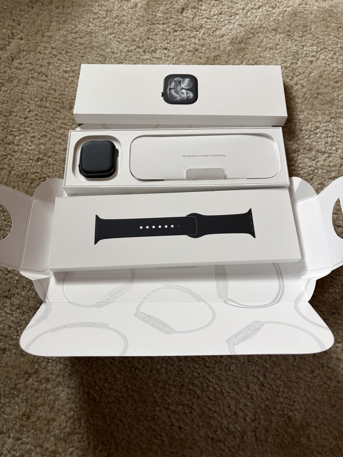 Apple Watch Series 11 42mm GPS Jet Black Case w Black Sport Band S/M GPS