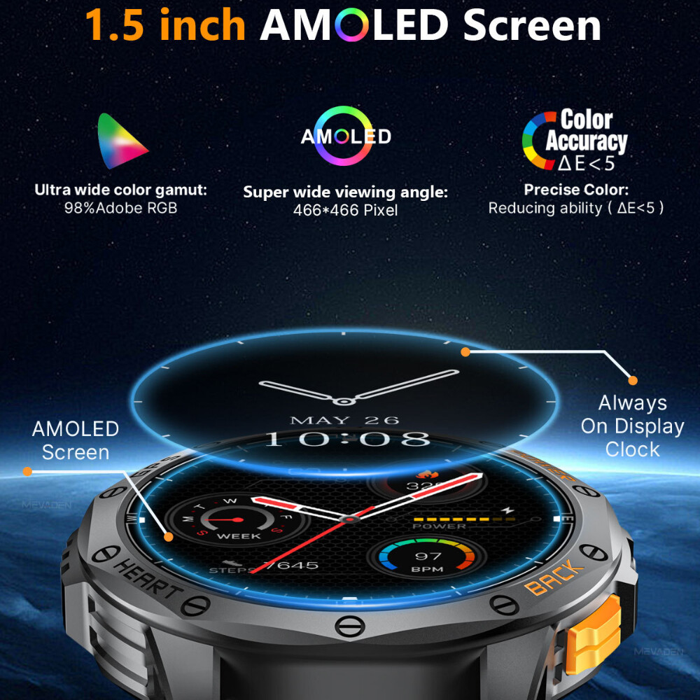 2025 Military Smart Watches (Answer/Make Calls),Built-in GPS With LED Flashlight