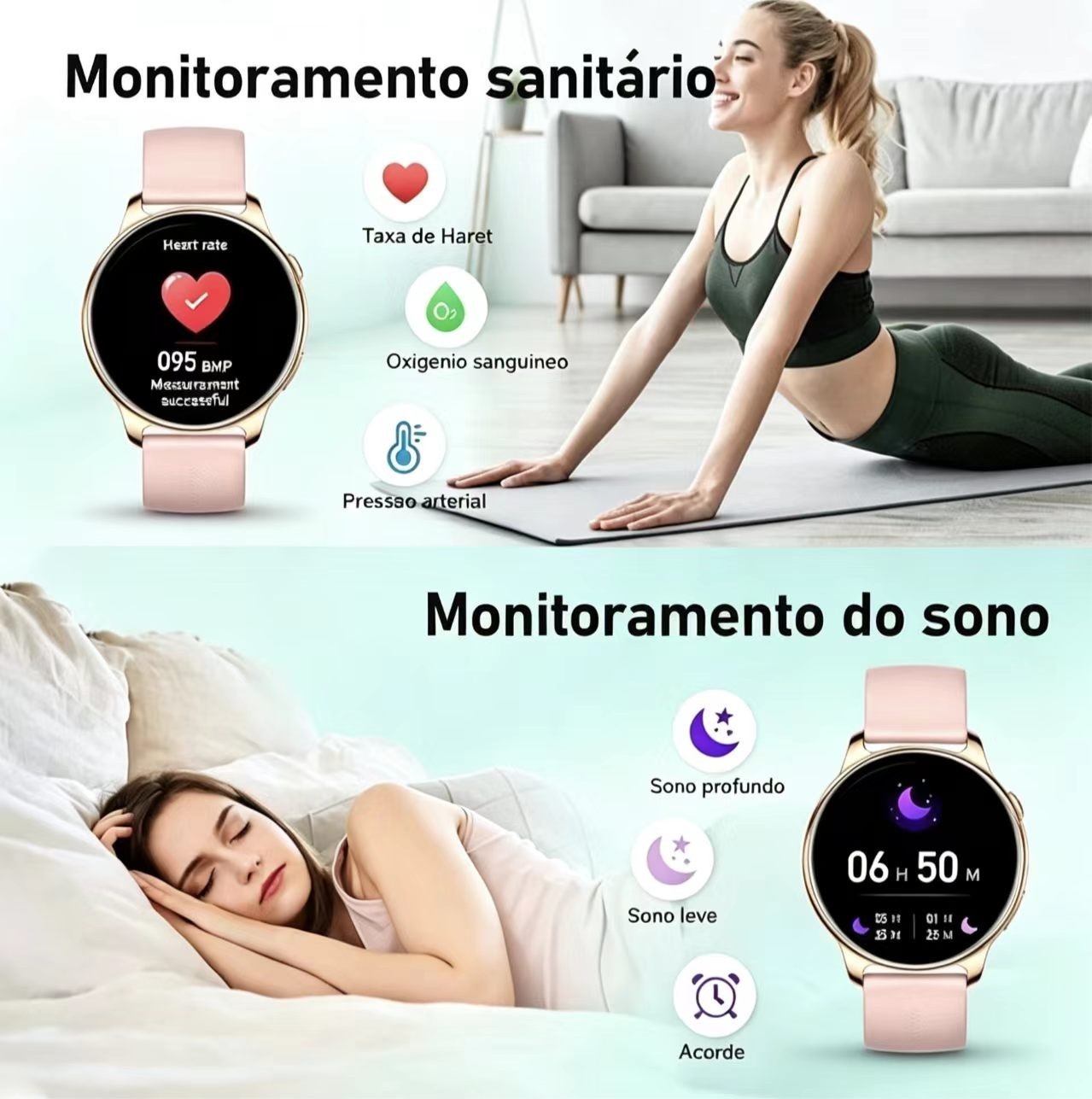 Brand New Women’s Dopamine Sports Smart Watch with Pink Rubber Strap 52mm