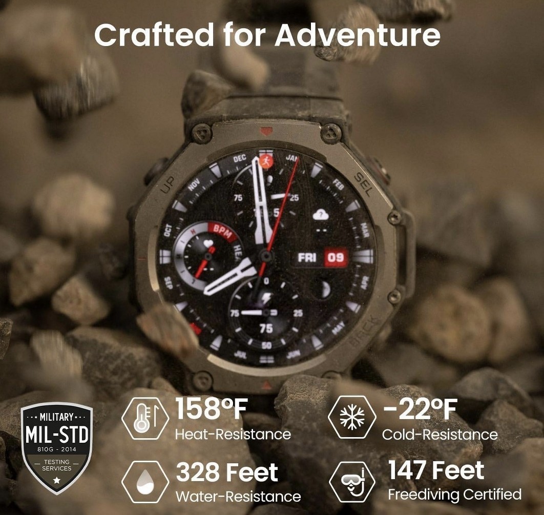Amazfit T-Rex 3 – 48.5mm Fitness Smart Watch w/ Voice Control (Onyx) BRAND NEW