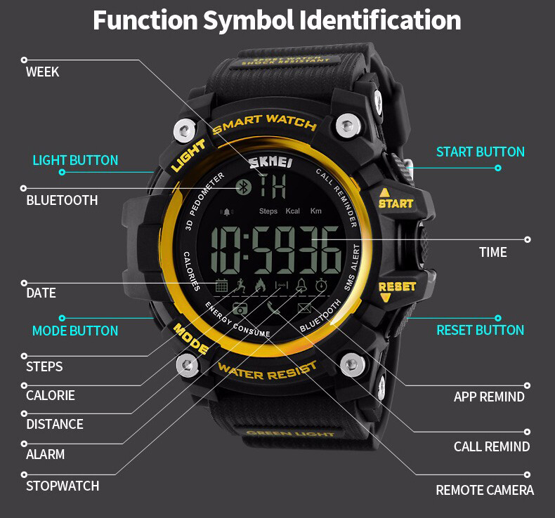 Bluetooth Waterproof Sport Smart Watch Phone Mate For Android IOS iPhone Samsung