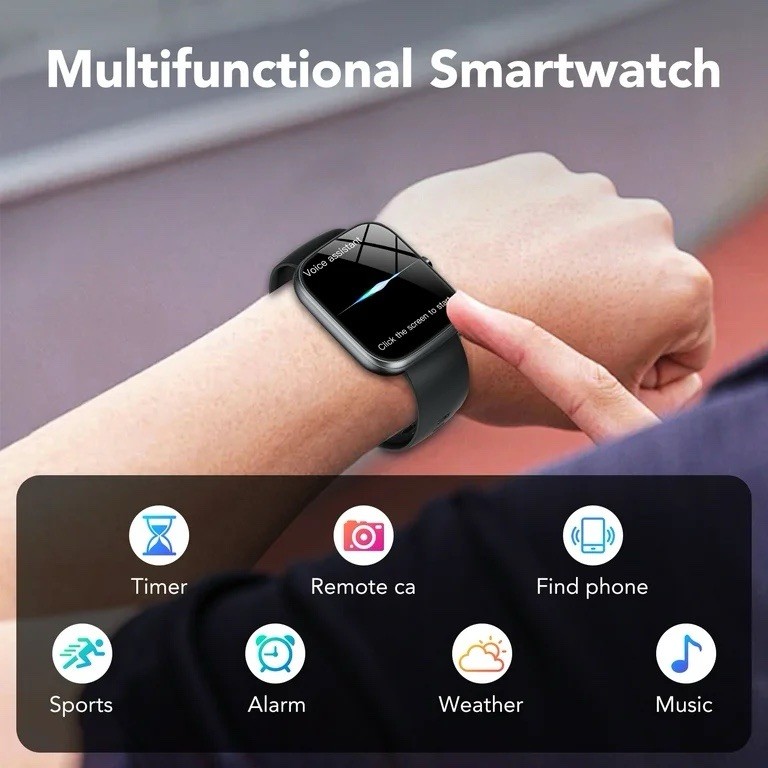Smartwatch Call 1.91in HD Touch Screen Fitness Tracker Black iOS/Android