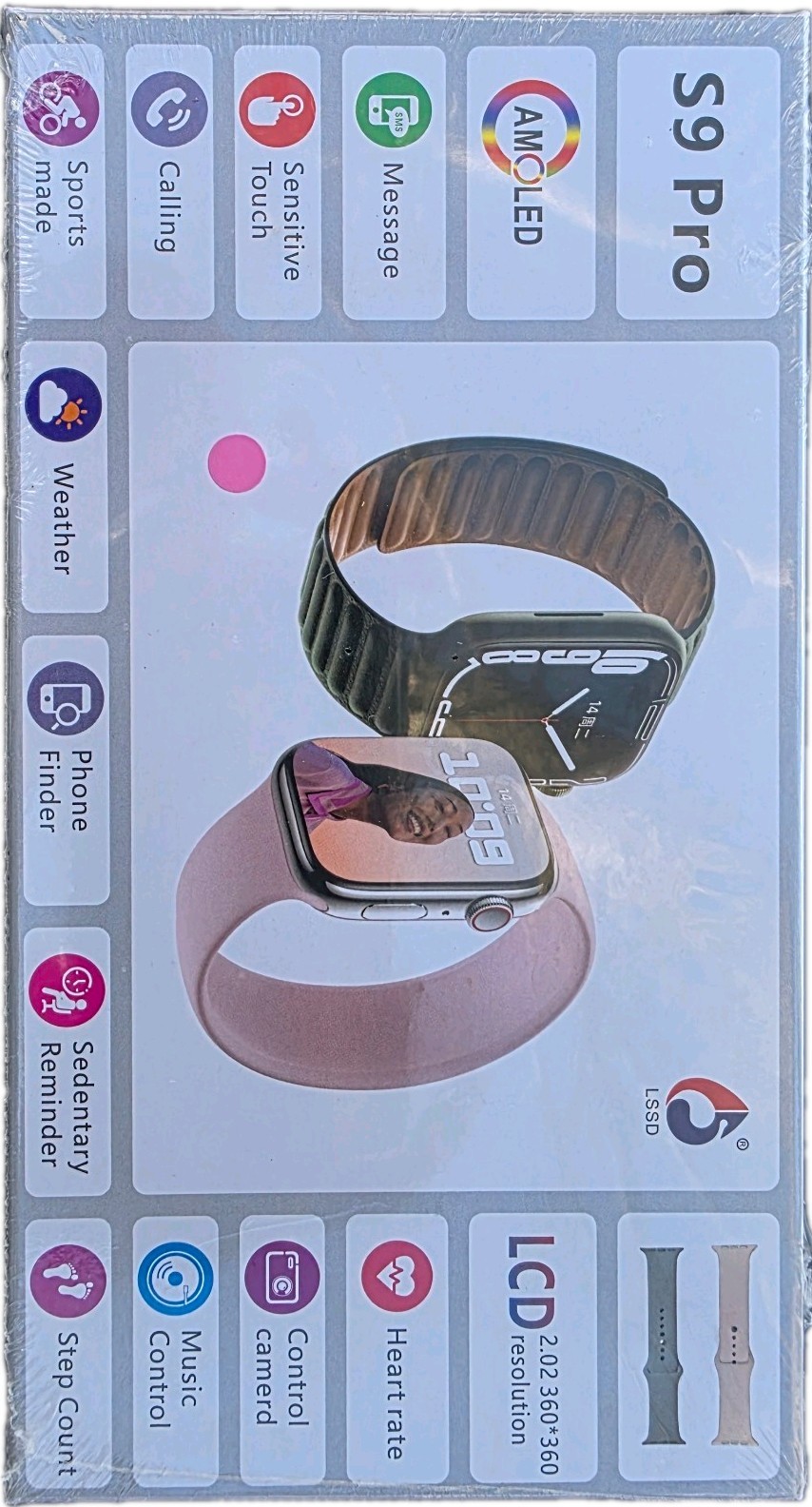 S9 Pro Smart Watch AMOLED Display Sports Mode Calling Heart Rate Weather