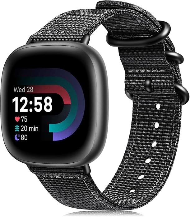 1 Pack Nylon Sport Strap Compatible with Fitbit Versa 4/3 Sense 2/1 Men Women