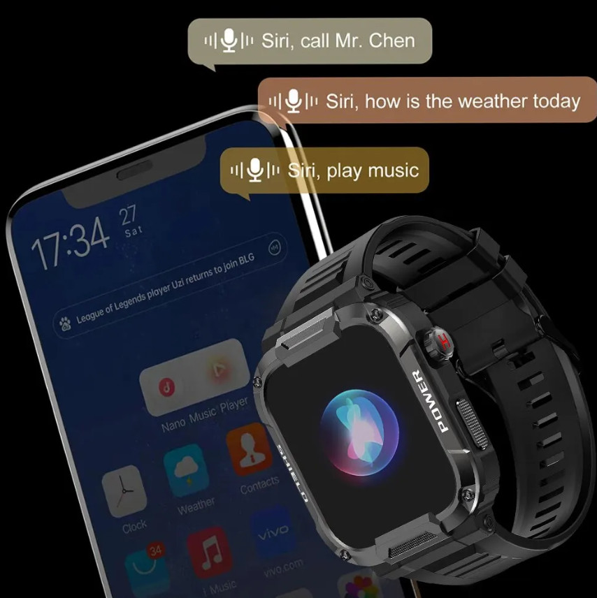 Smart Watch Outdoor Military for Men and Women Kids (Bluetooth Call, Waterproof)