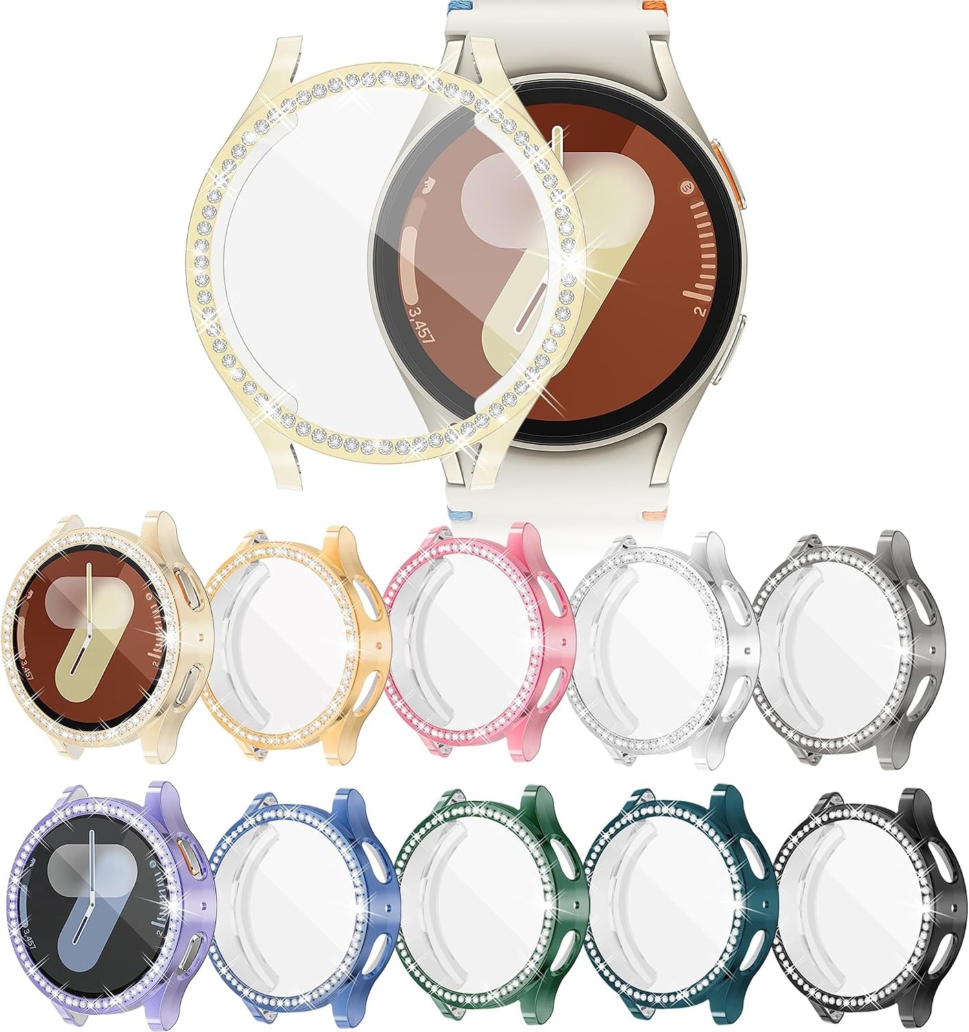 10-Pack Bling Screen Protector for Samsung Galaxy Watch7 44mm Glitter Case TPU