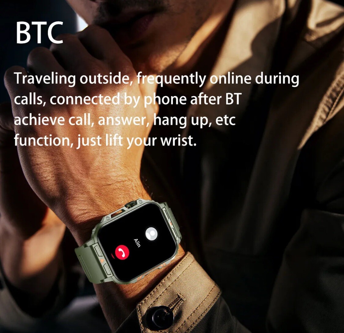 2024 Military Blood Pressure Smart Watch Fitness Wristwatch For iPhone Android