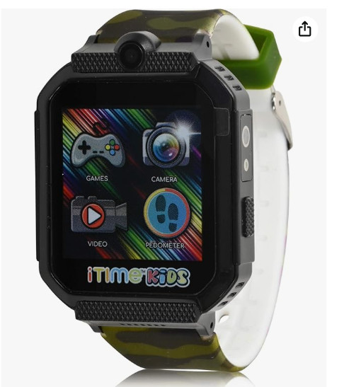 Accutime Smart Watch for Kids with Camera, Speaker, Body Temperature Sensor,