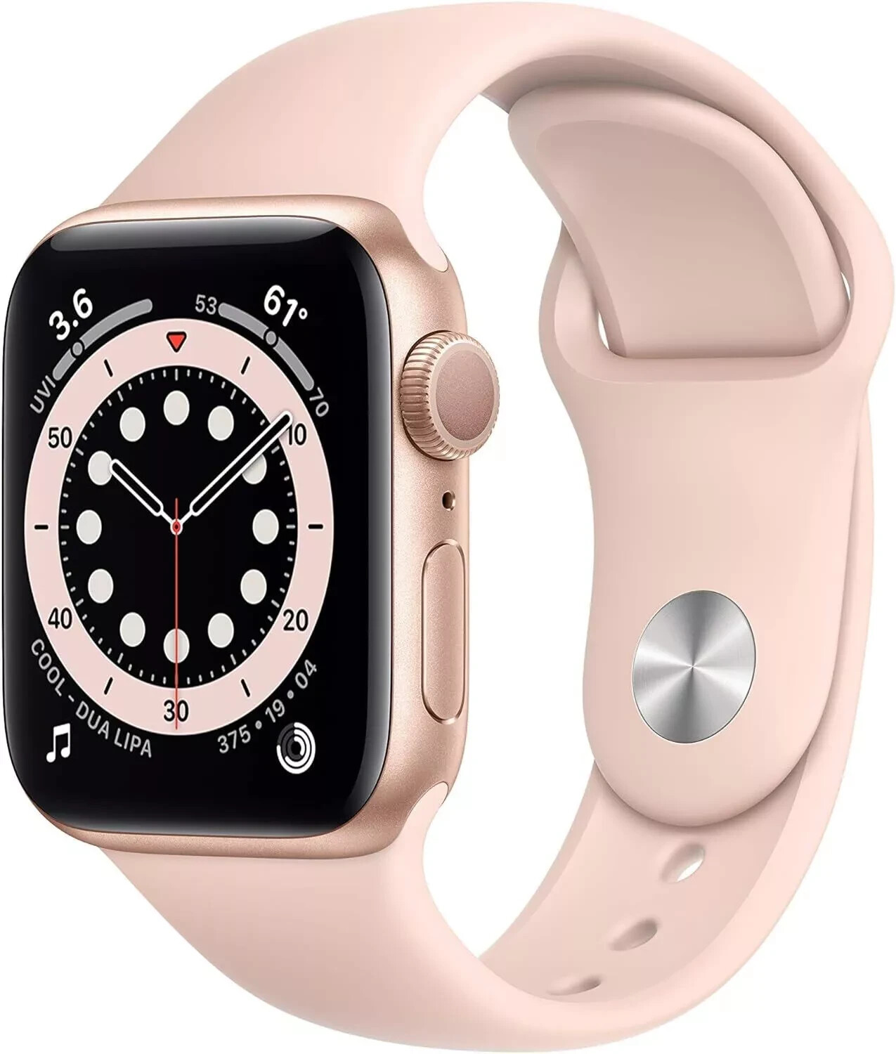 Apple Watch Series 6 40mm Gold Aluminum Case with Pink Sand Sport Band – Regular
