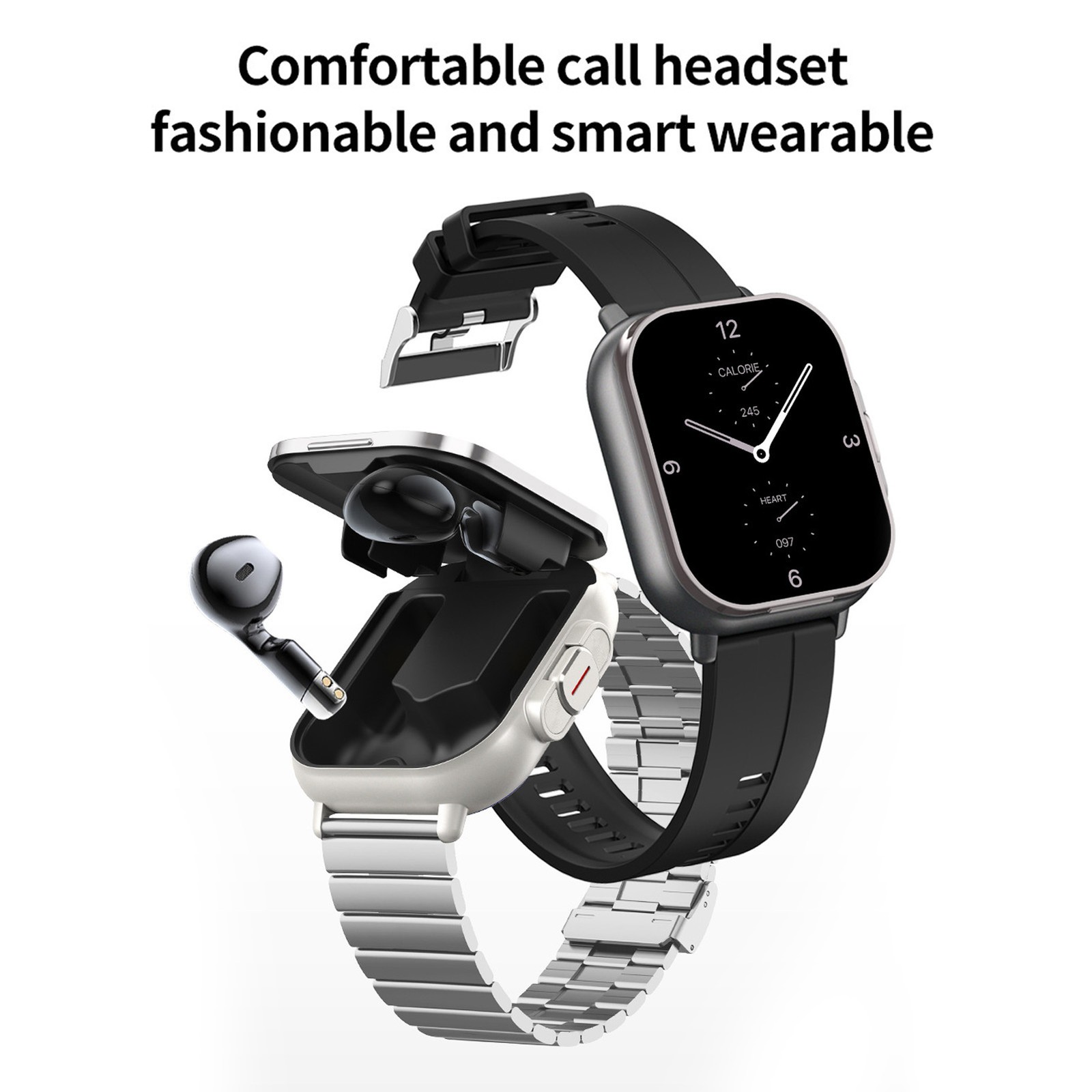 2 In 1 Smart Watch With Earbuds 2.01 Inch HD Touch Screen Bluetooth Call