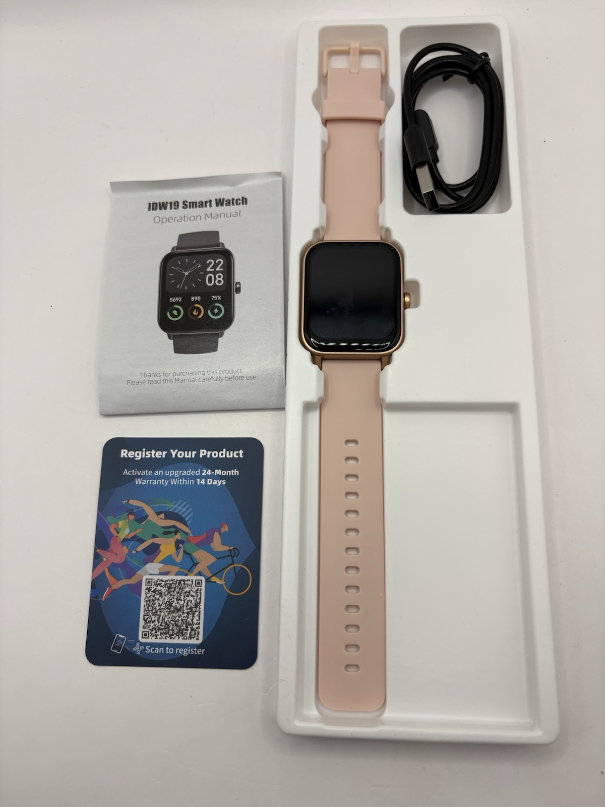 IDW19 Smart Watch Women Peach Waterproof Heart Color Display Blood Oxygen Alexa