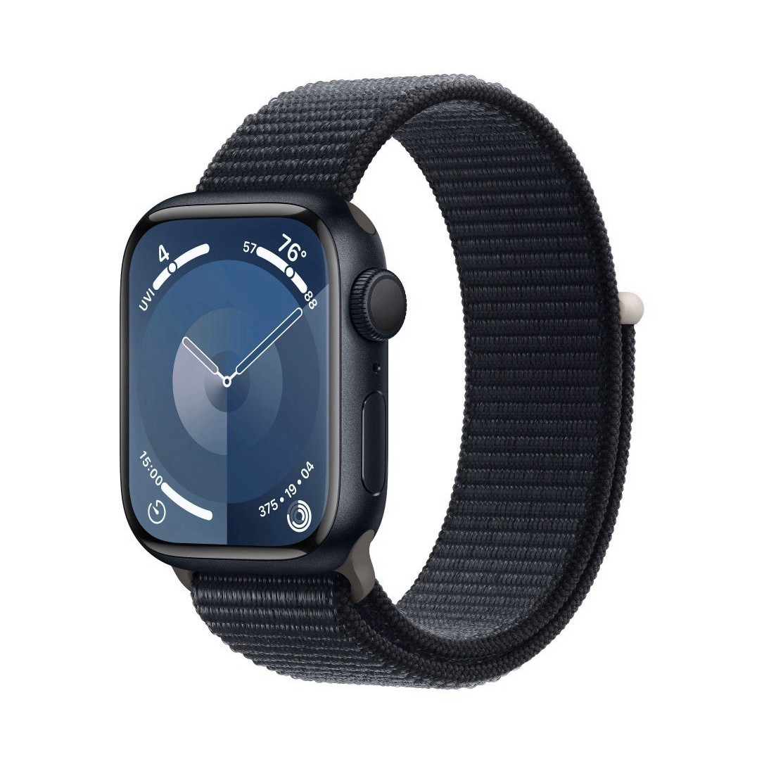 Apple Watch Series 9 45mm Black Aluminum w/ Black Nylon Band GPS Water-Resistant