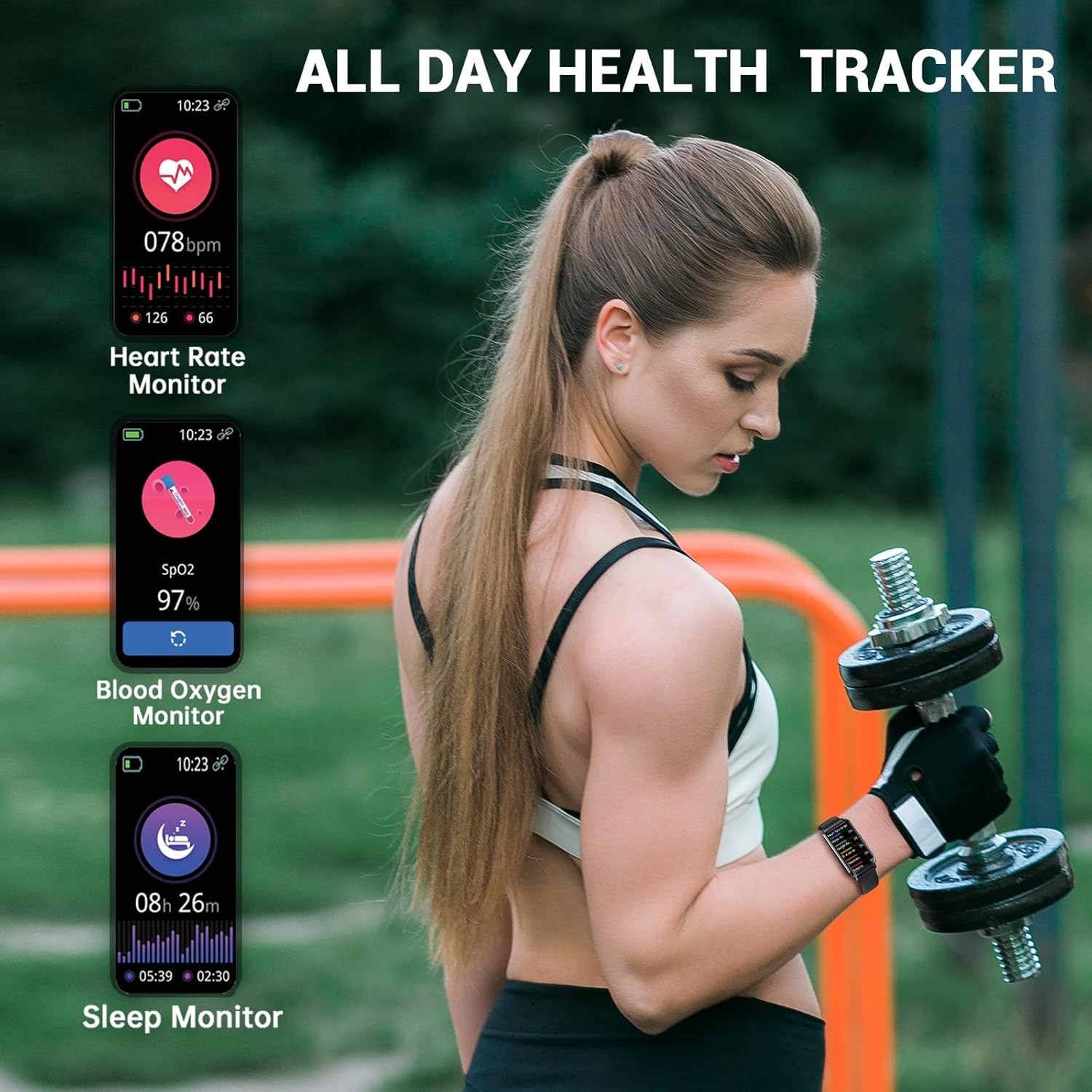 Customizable 1.47″ Fitness Watch – Waterproof Health Tracker for iOS/Android