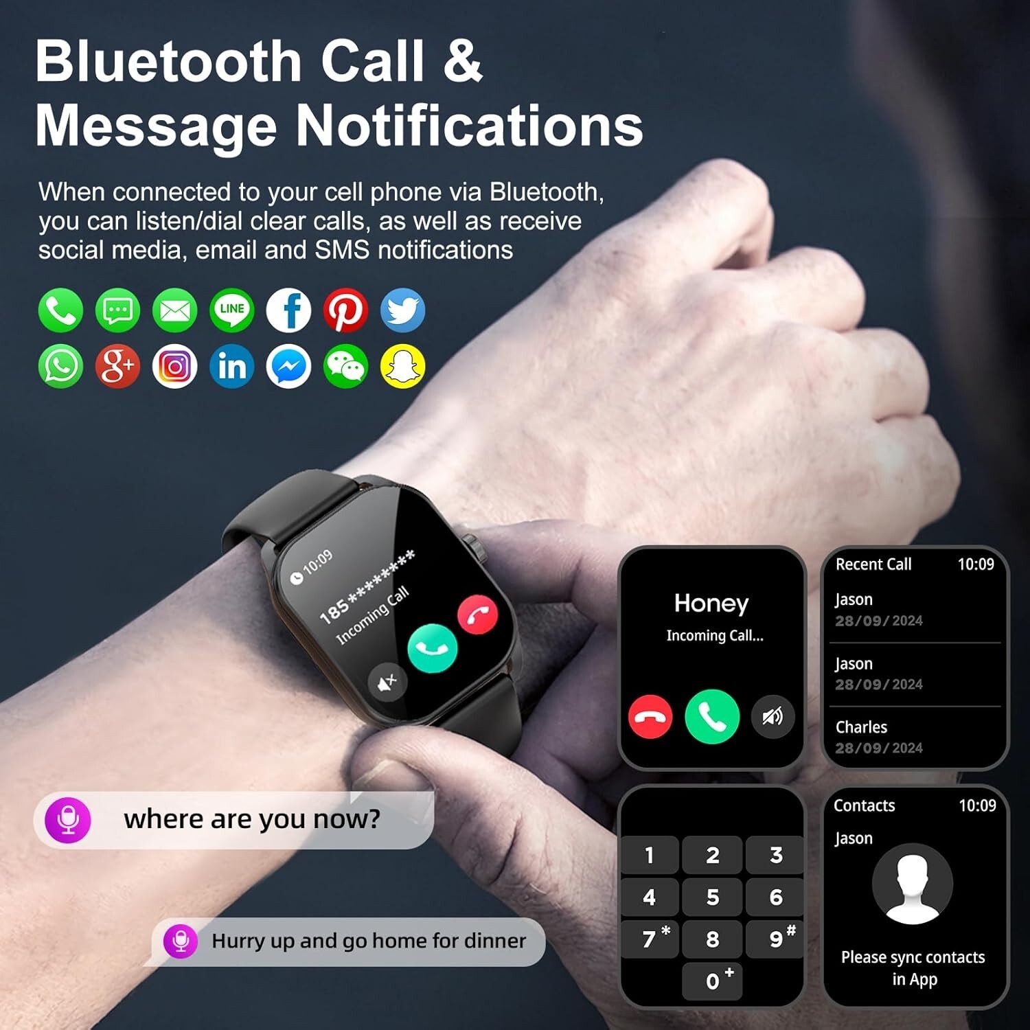 Curve Smart Watch for Men 2.01″ HD Screen Waterproof Android & iOS