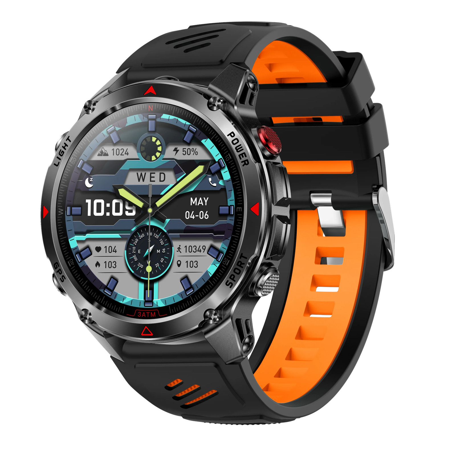 Military Smart Watches For Men Outdoor GPS LED Flashlight Rugged Fitness Tracker