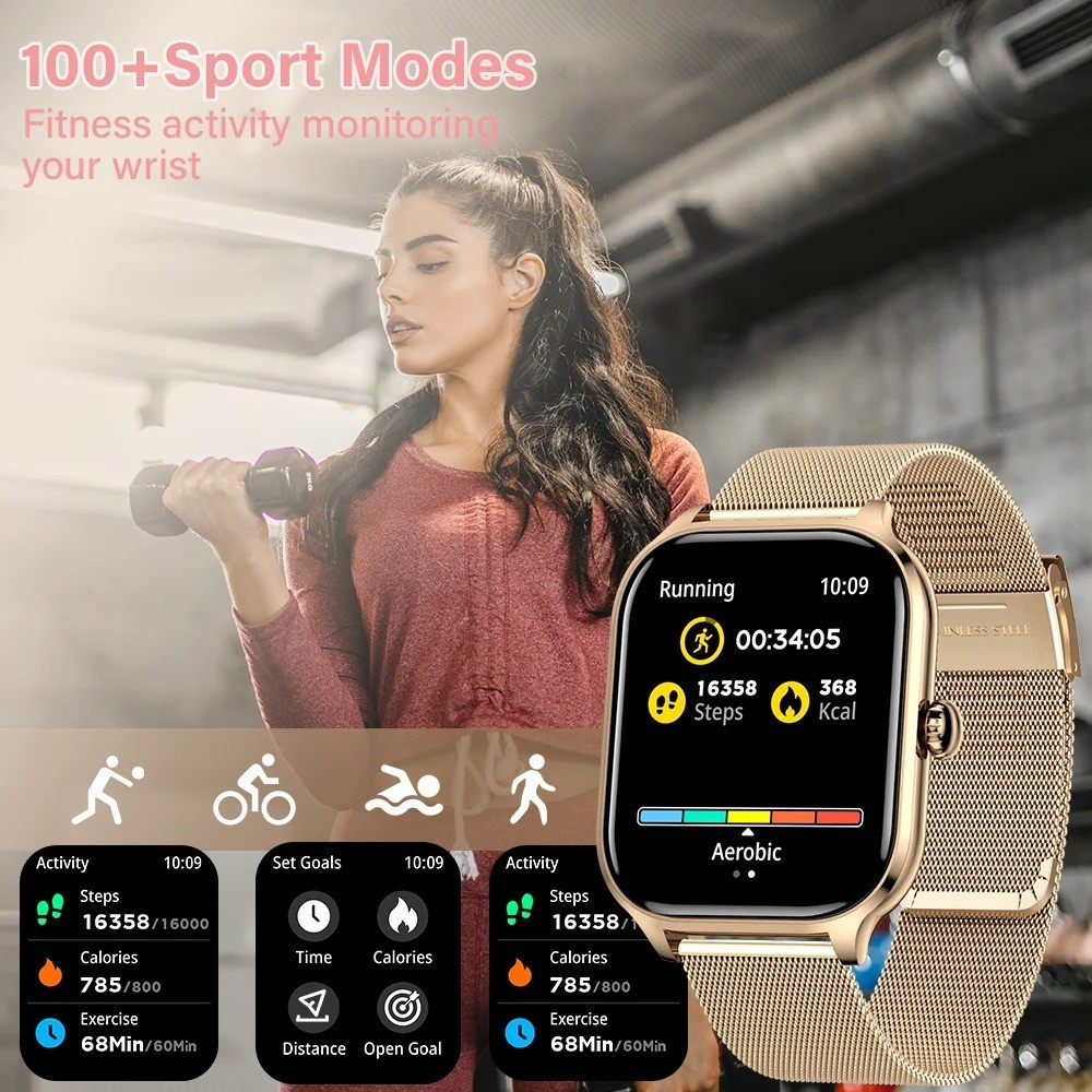 LAXASFIT New 2.01 Inch Smart Watch Man Woman Gift Full Touch Screen Sports Fitne