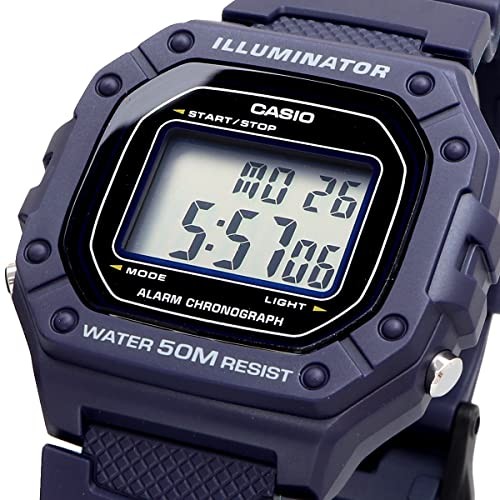 Casio Standard Digital Watch W-218H-2AV Navy Unisex Stopwatch Alarm LED