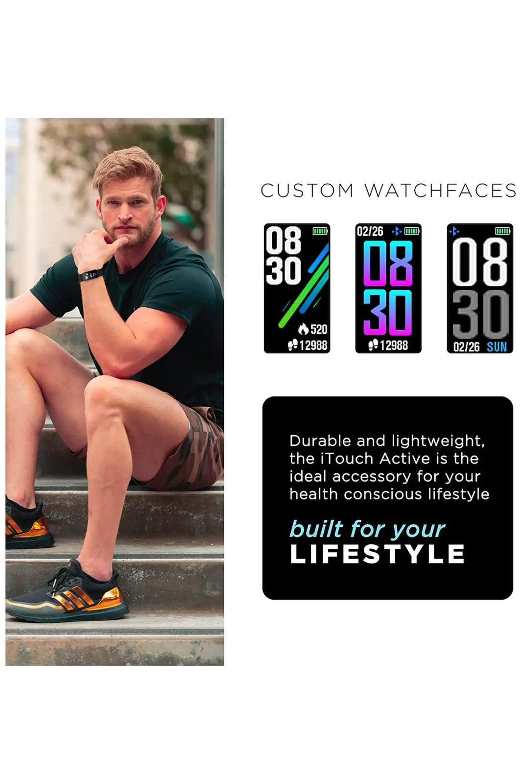 NEW iTouch Active Health & Fitness Tracker Smartwatch Tie Dye Heart Rate Monitor
