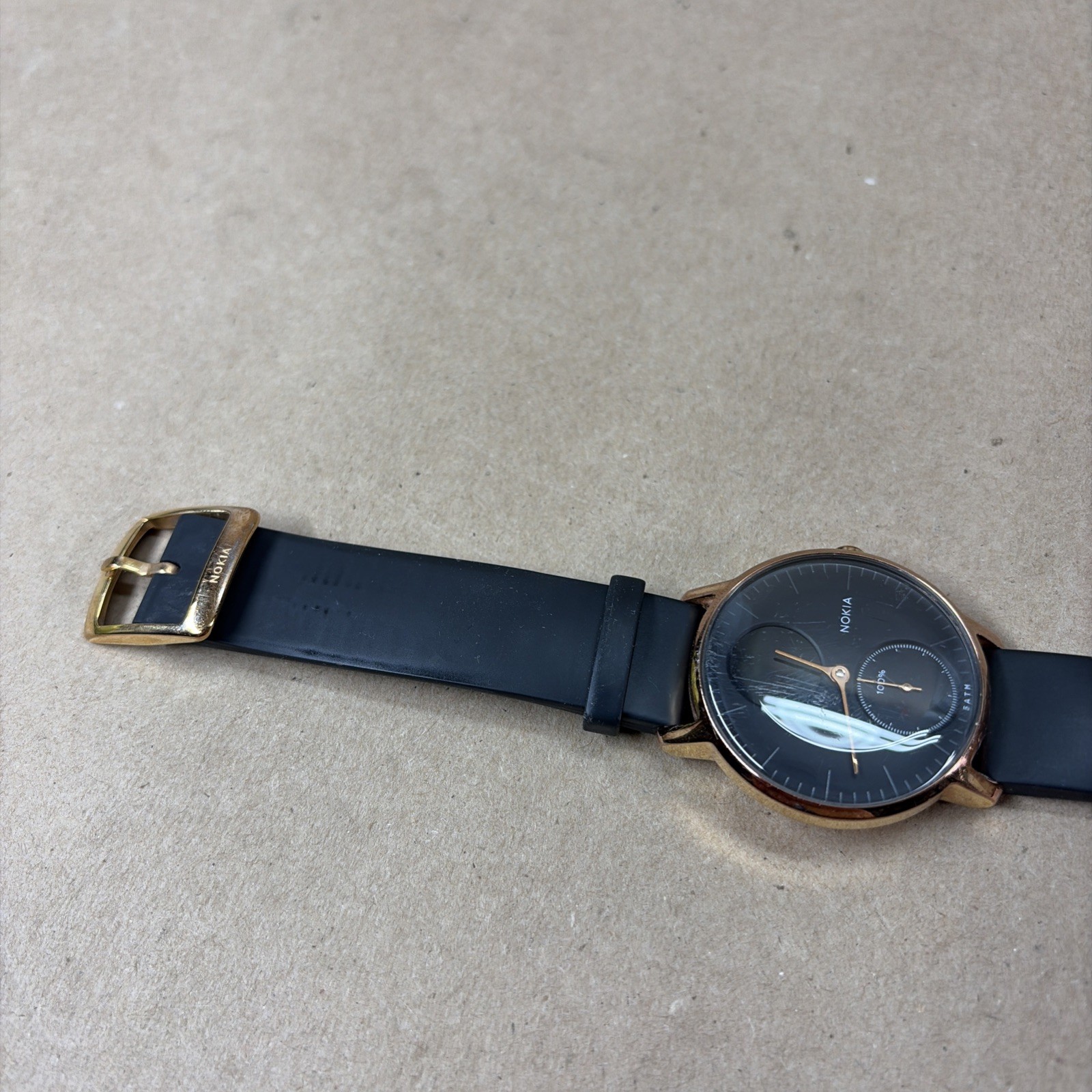 Nokia Steel HR Hybrid Smartwatch Gold Bezel Black Face Tested Works