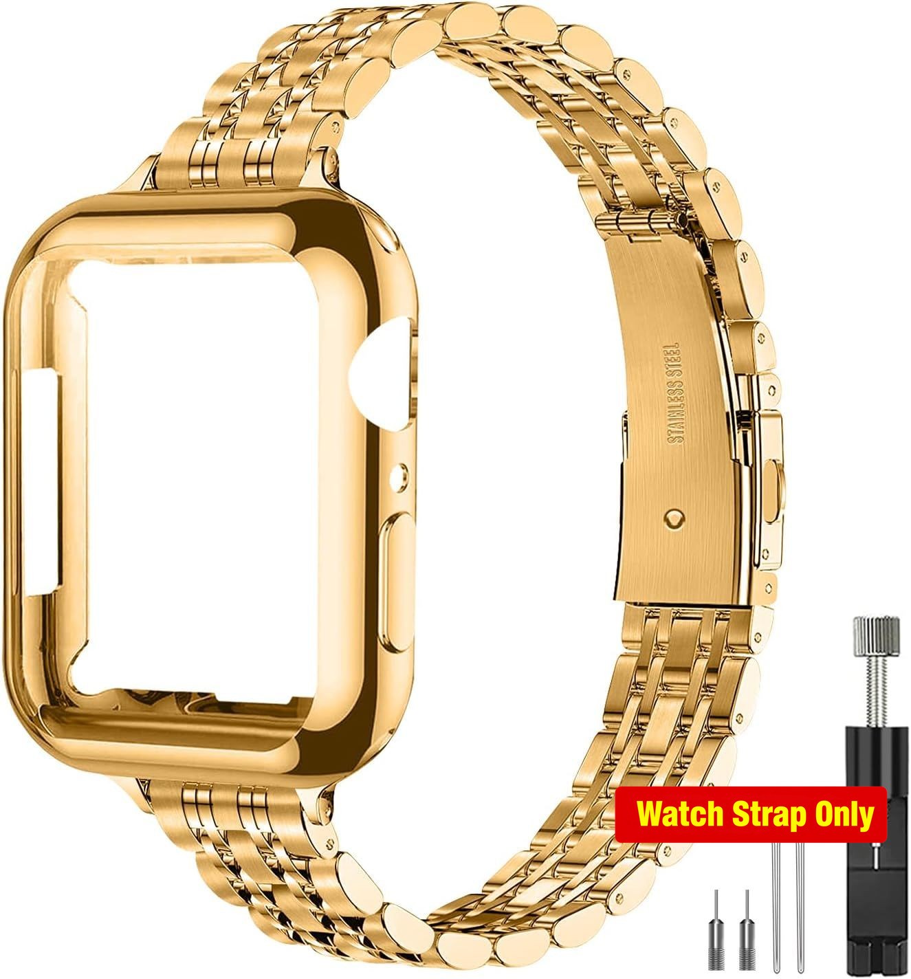 Luxury Metal Watch Band for Apple Watch 38mm 40mm 42mm 44mm Slim Strap