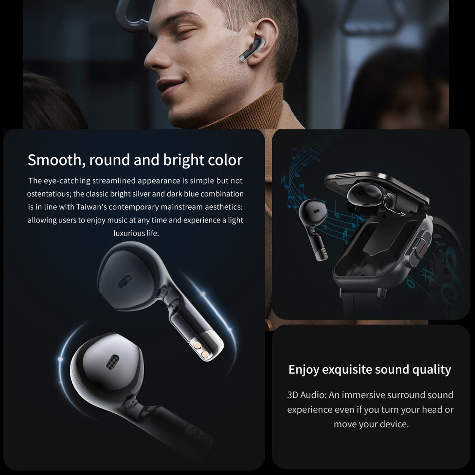 2 In 1 Smart Watch With Earbuds 2.01 Inch HD Touch Screen Bluetooth Call Fitness