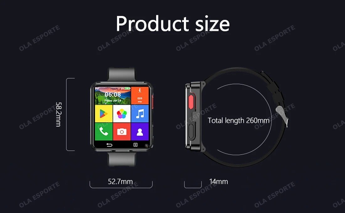 Mini Smartphone Watch Connected 0.1oz Android 11 Screen HD 2.64 ” 1200MAH
