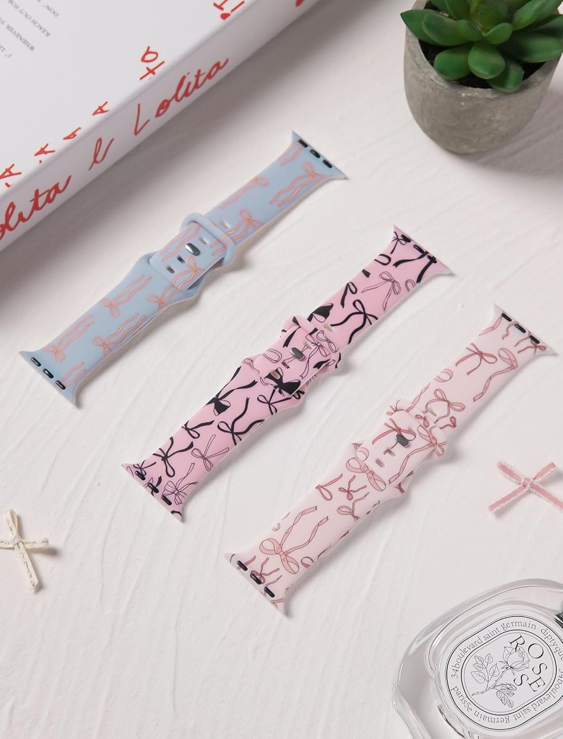 Cute Bowknot Silicone Soft Strap for Apple Watch Series 10 38mm 40mm 41mm