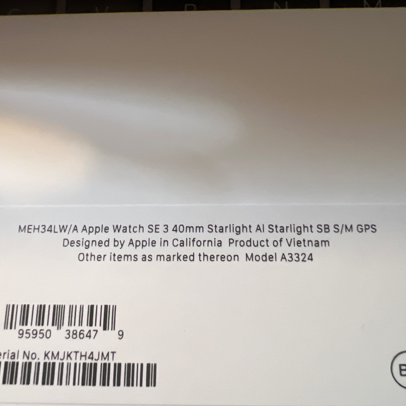 Apple Watch SE 3 40mm Starlight Aluminum Starlight Sport Band MEH34LW/A NIB