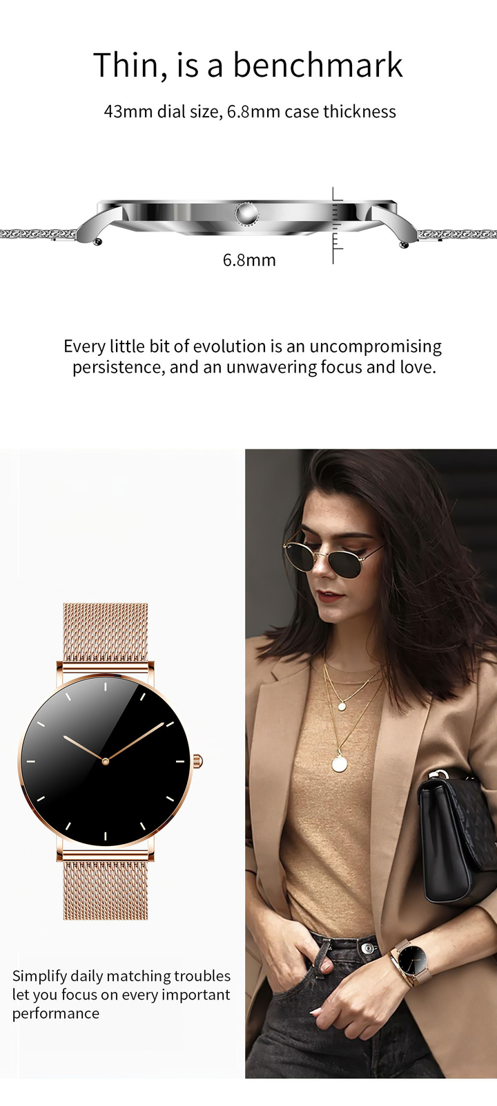 AMOLED Smart Watch Women for Android & iPhone, Fitness Watch with Bluetooth Call