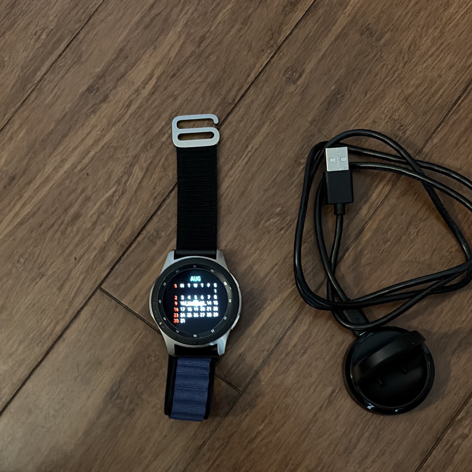 Samsung Galaxy Watch 46mm Silver Metal Case Black Fabric Band