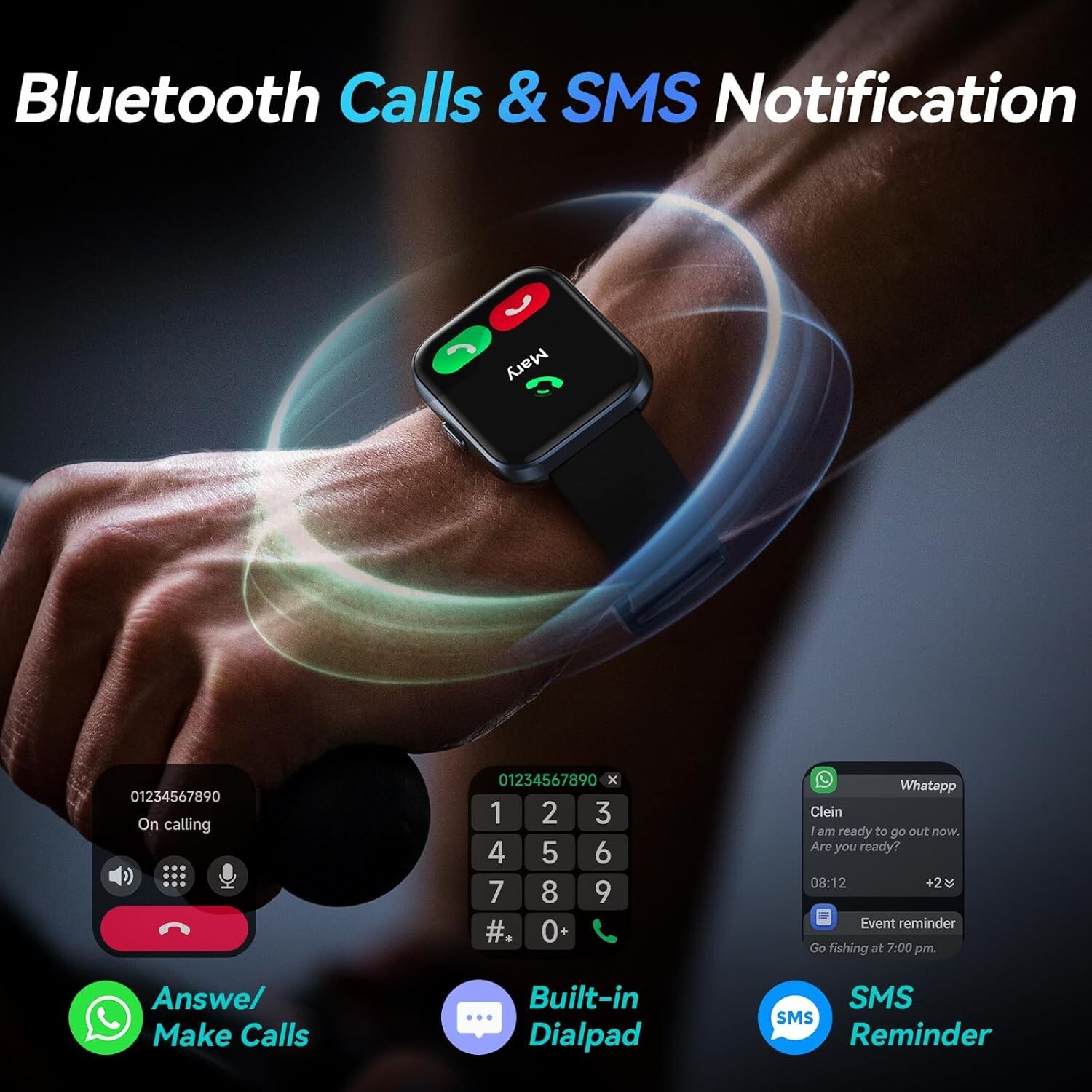Smart Watches for Men/Women 1.8″ Alexa Fitness Tracker Bluetooth Calls IP68