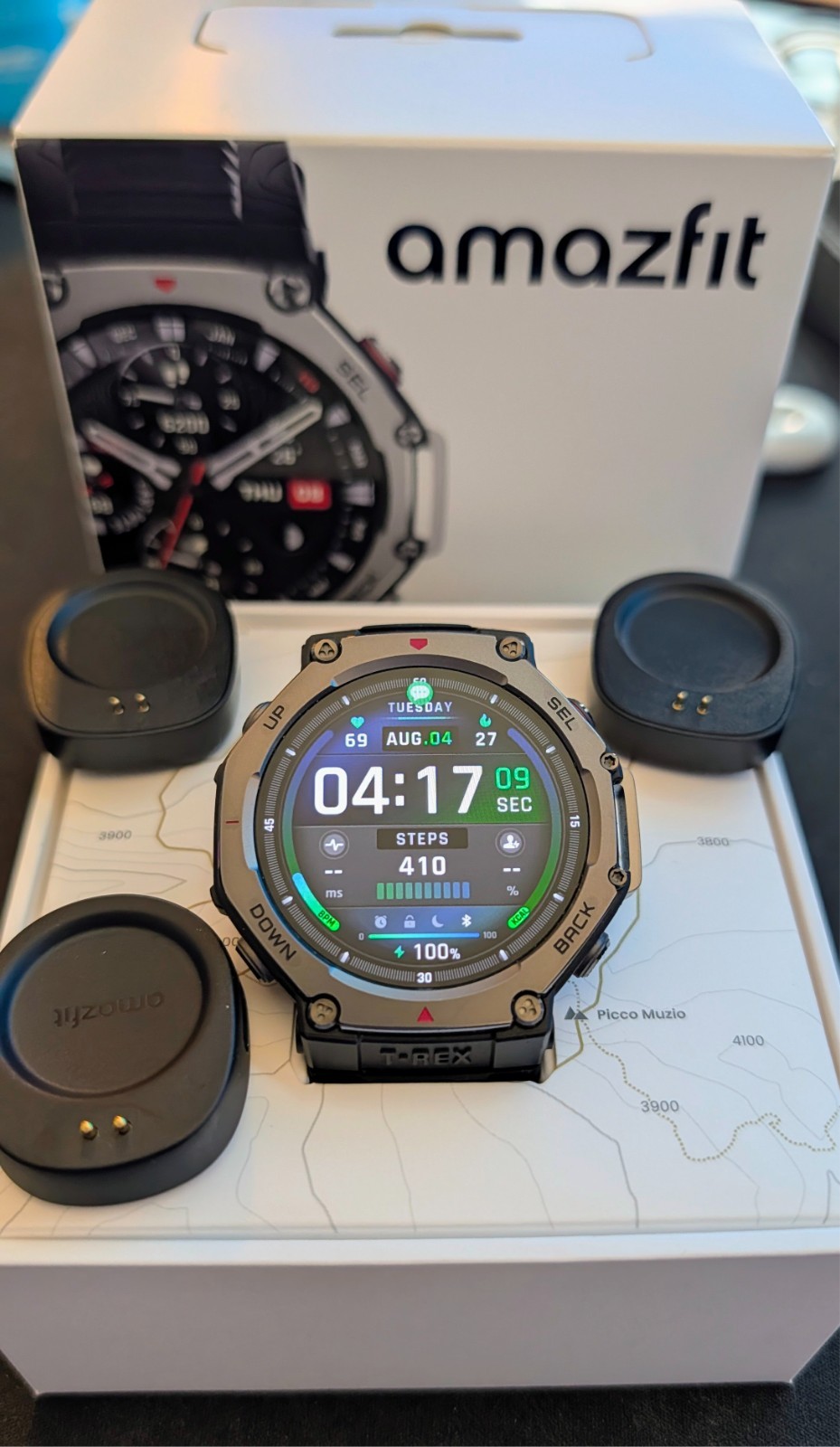 Amazfit T-Rex 3 Smartwatch (Onyx) – MINT – Complete Box + 2x Extra Chargers