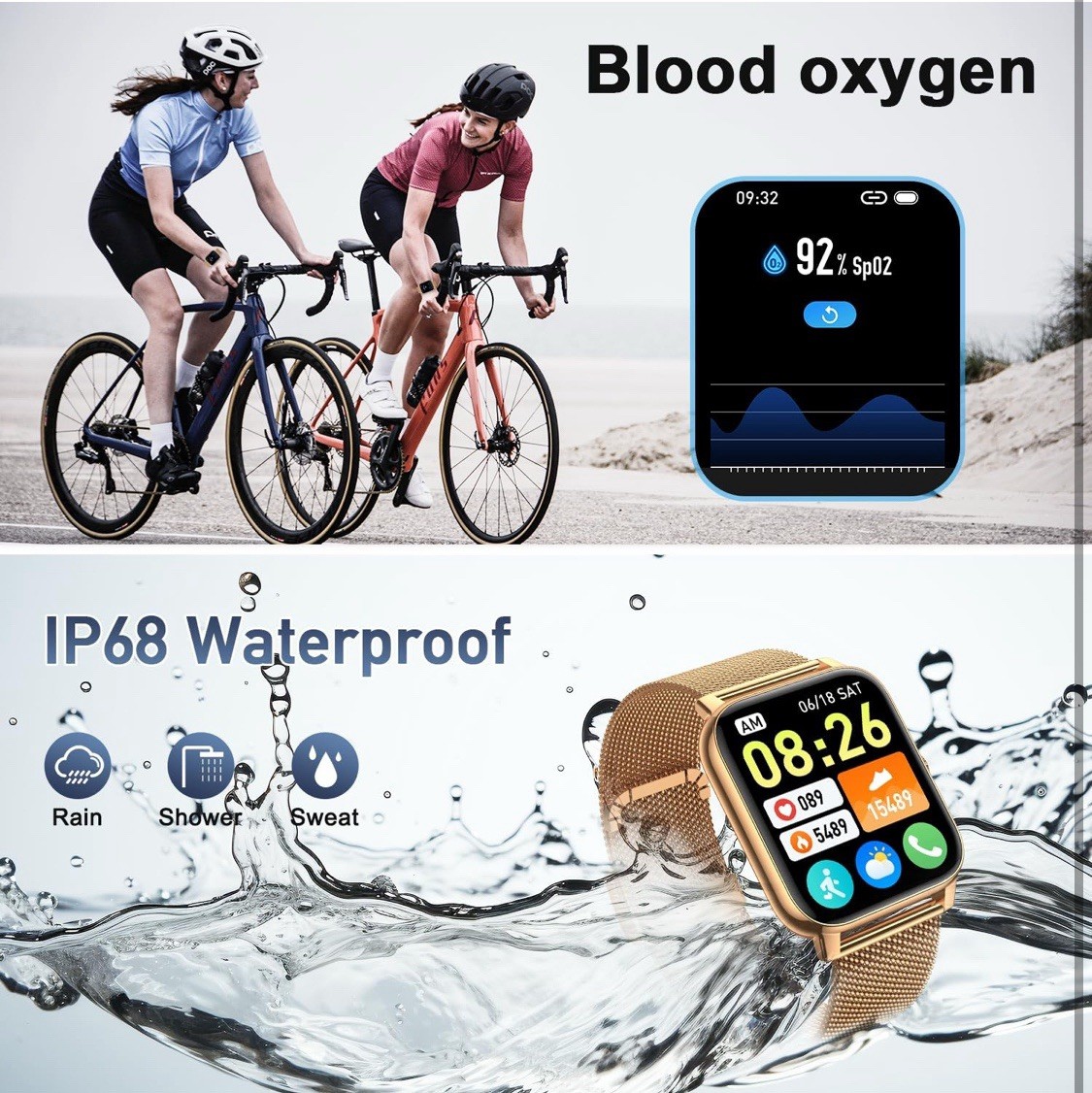 Smart Watch Waterproof Sport Bracelet Fitness Tracker Bluetooth Call Smartwatch