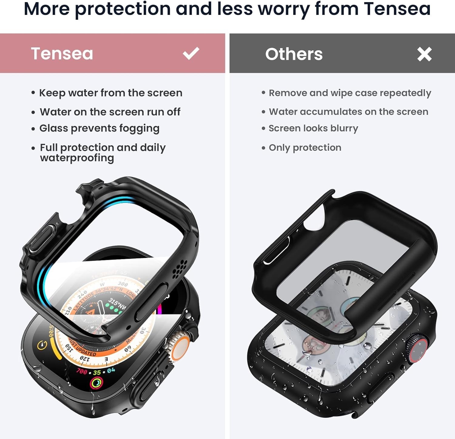 Waterproof Screen Protector Case for Apple Watch Ultra 3/Ultra 2 49mm Bumper