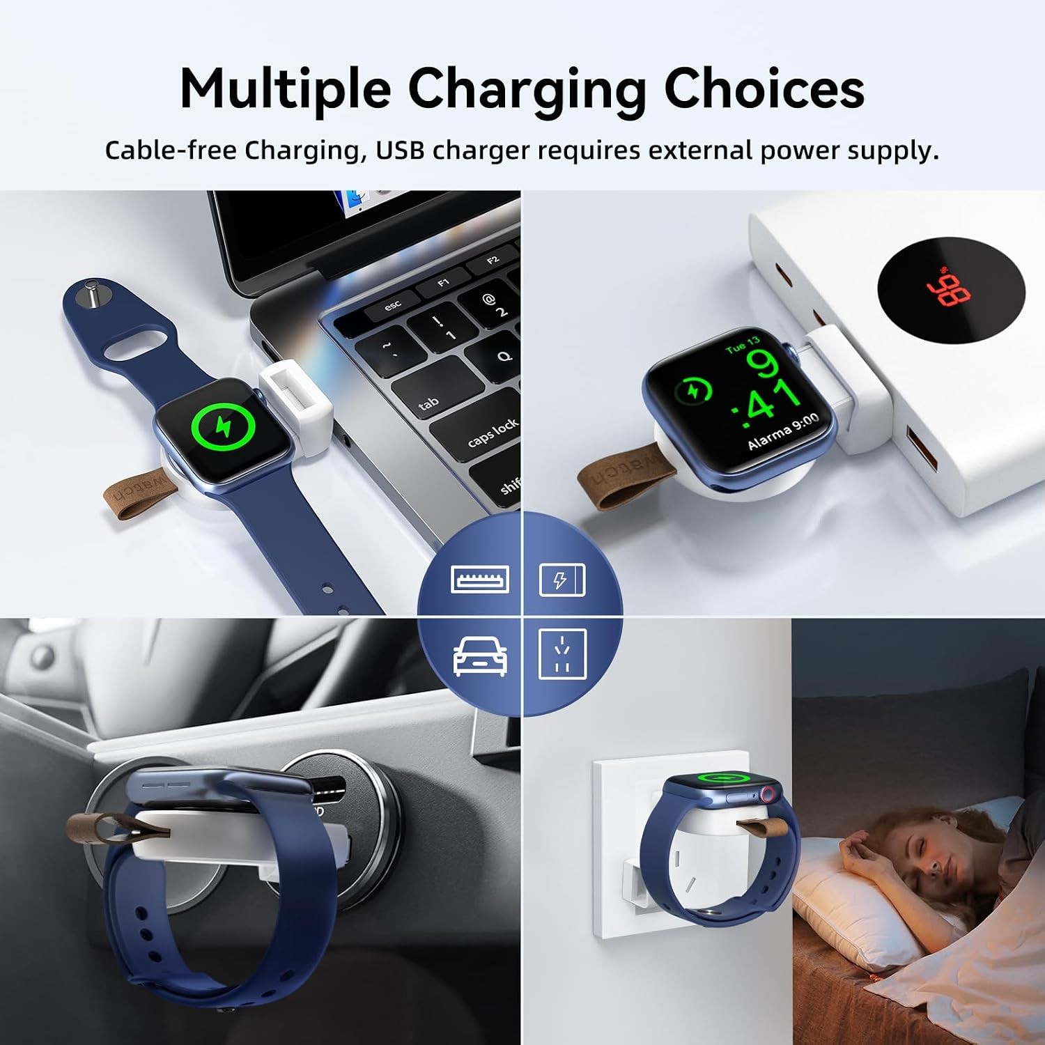 Charger for Apple Watch Travel iWatch USB Wireless Quick Charge | Portable, Whit