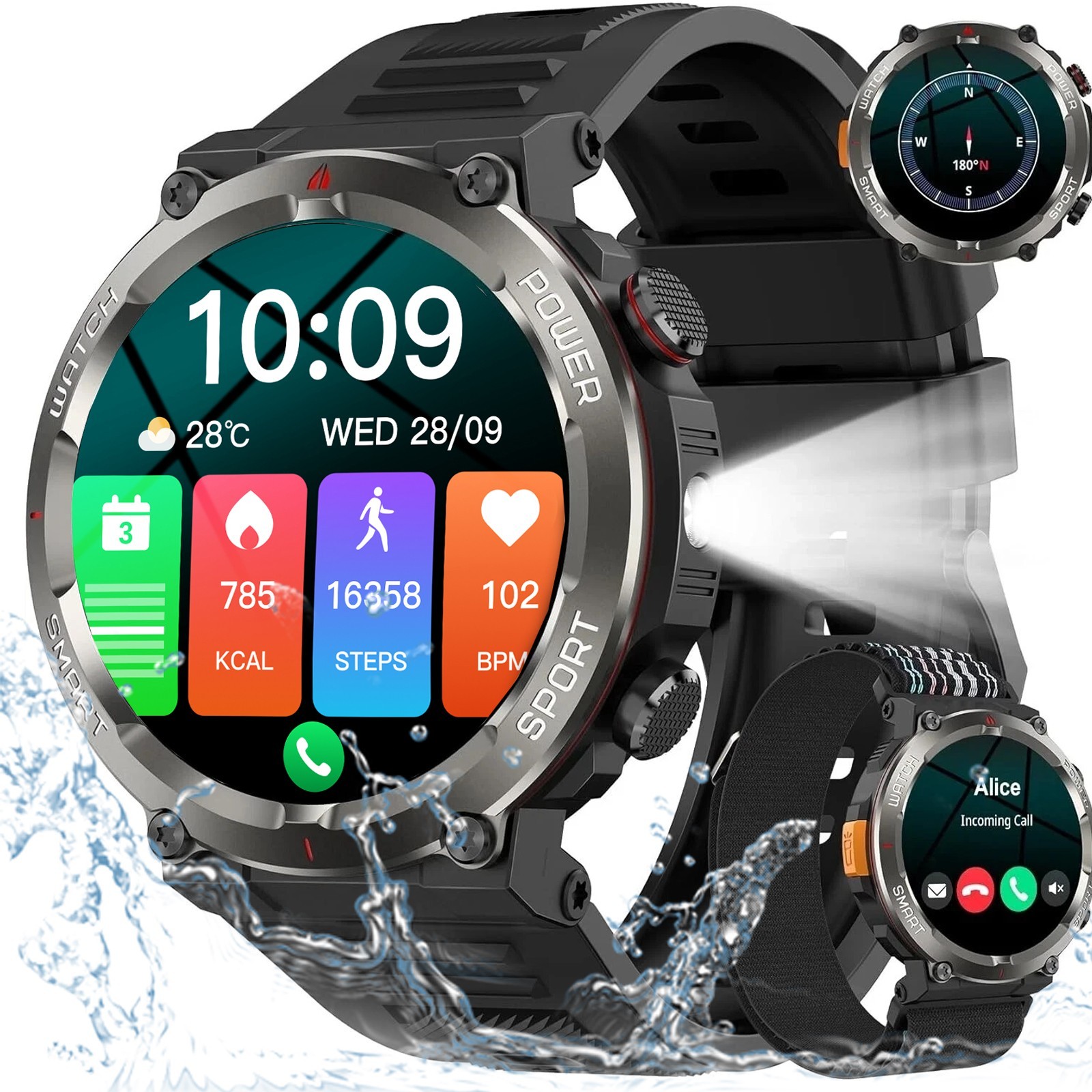 Smart Watch Military Tactical Men Sport Heart Rate Fitness Tracker Wristwatch US