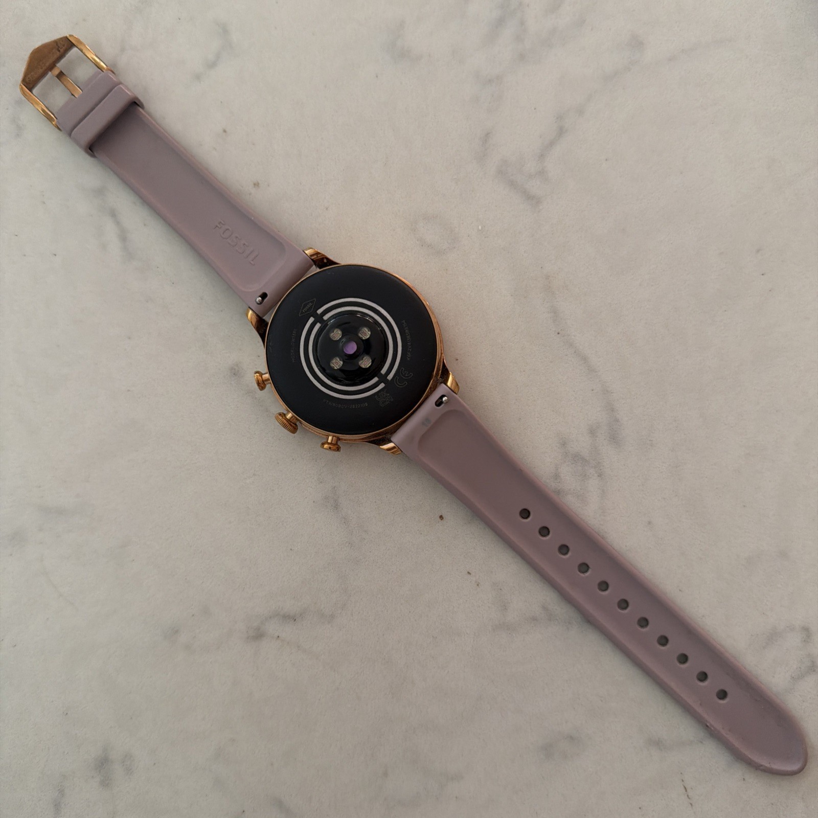 Fossil Gen 6 Wellness Smartwatch Women Rose Gold Bejeweled Bezel Lavender Band