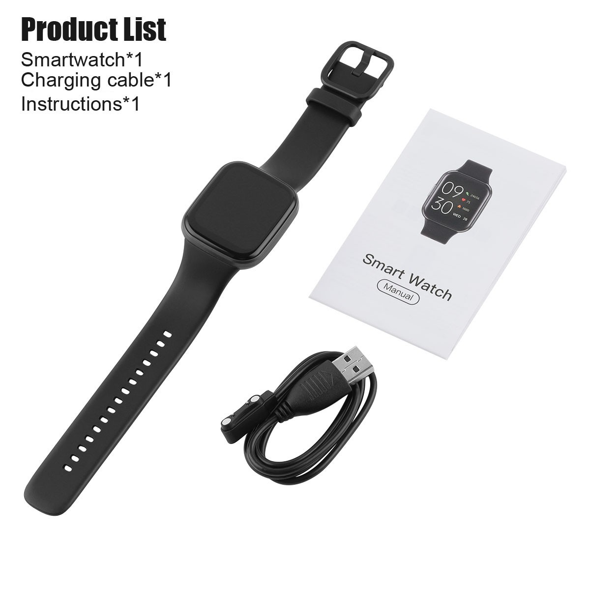 1.69″ Full Touch Smartwatch IP68 Waterproof for Men Women Activity Sleep Tracker