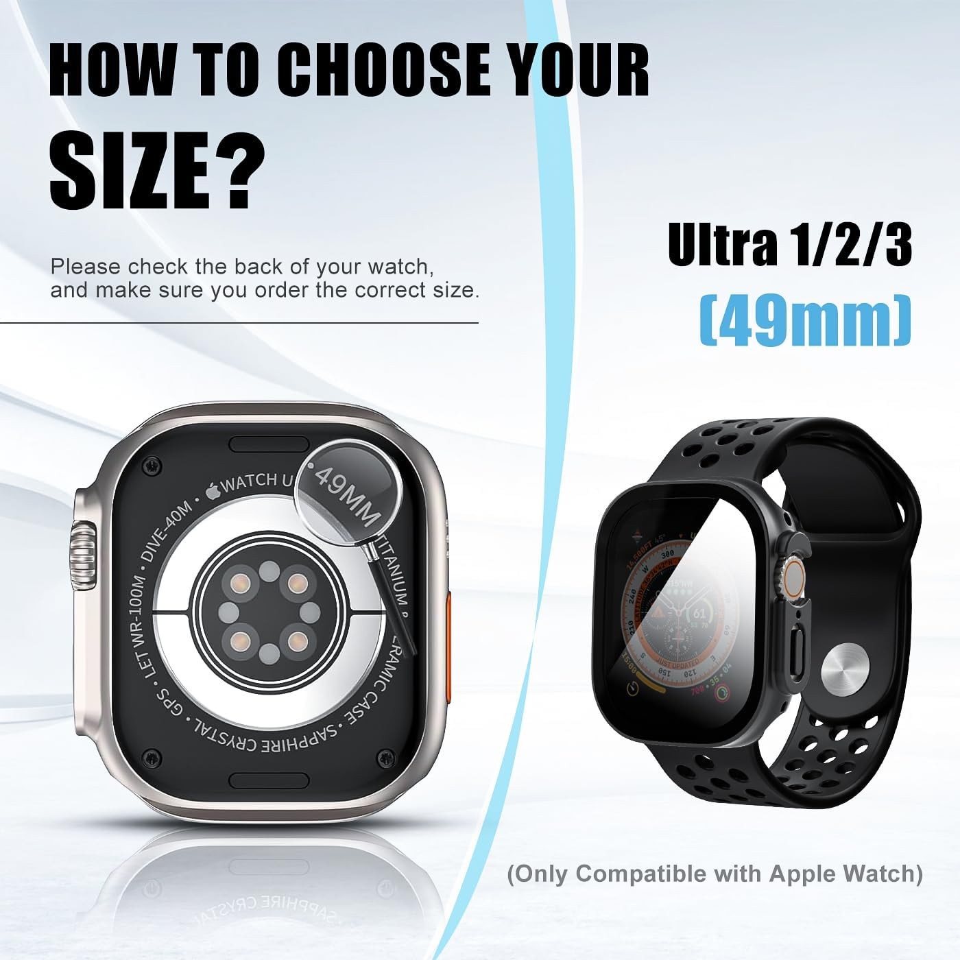 2 Pack Privacy Case for Apple Watch Ultra 1/2 49mm with Tempered Glass Protector