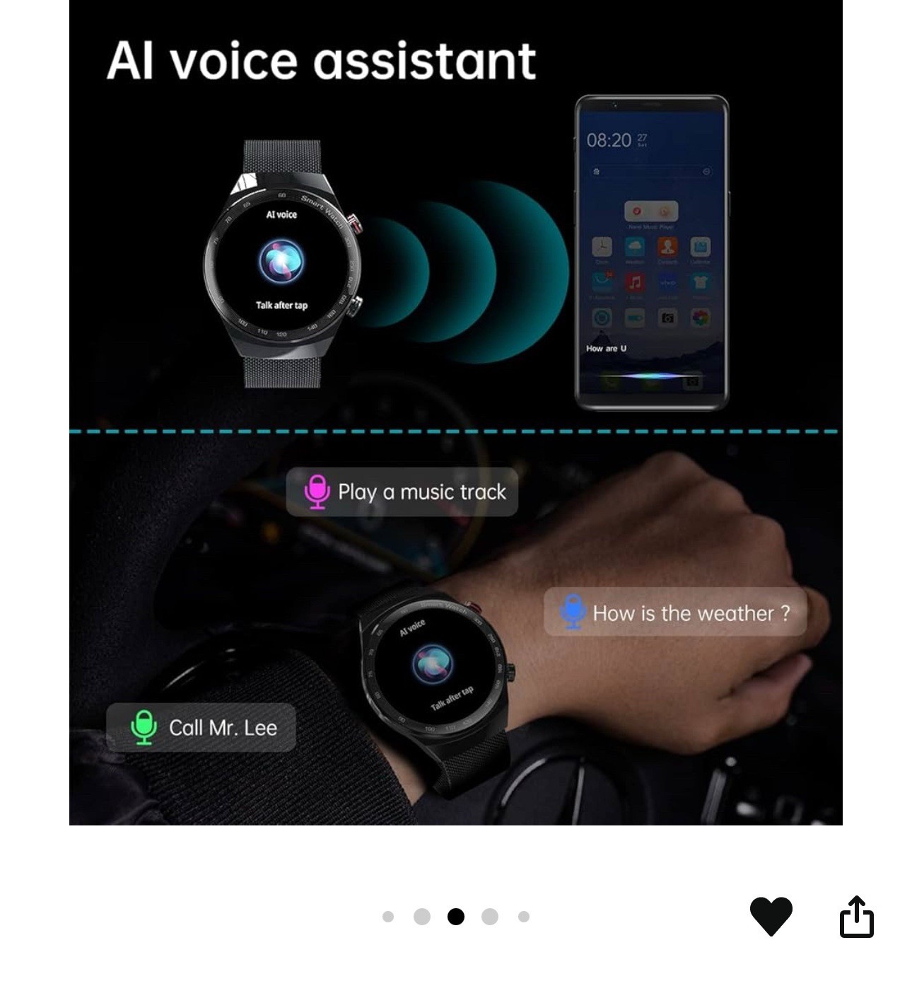 Suinsist Smart WatchAK26 Pro Android and iOS Phones (text, Call, Music,health)