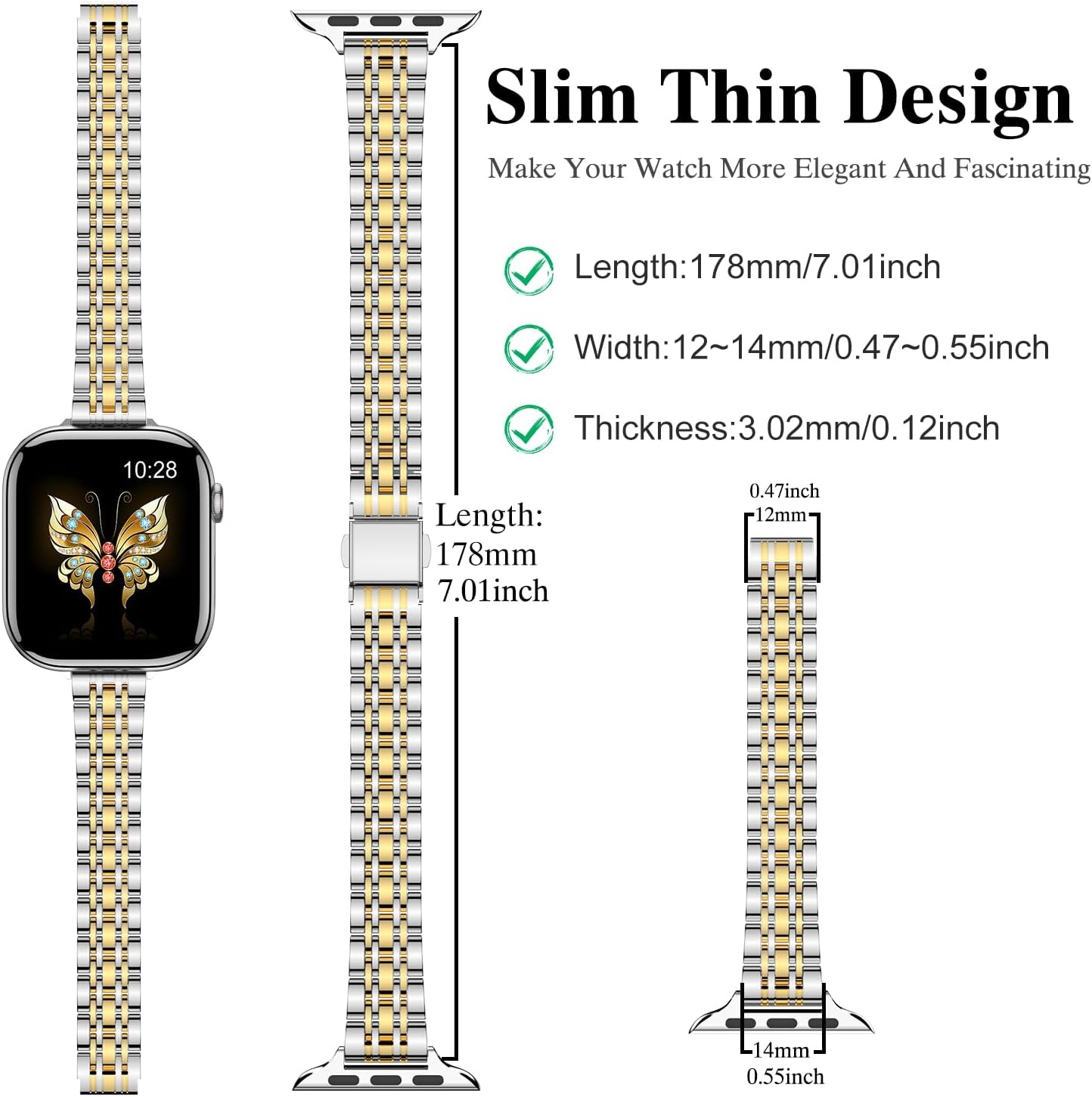 Metal Watch Band Compatible with Apple Watch Series 11 10 42mm