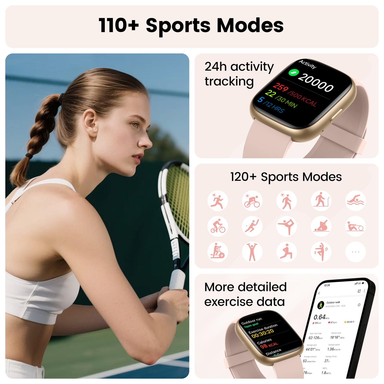 Smart Watch with Alexa Built-in, 1.83″ HD Touchscreen Fitness Tracker with Bl…