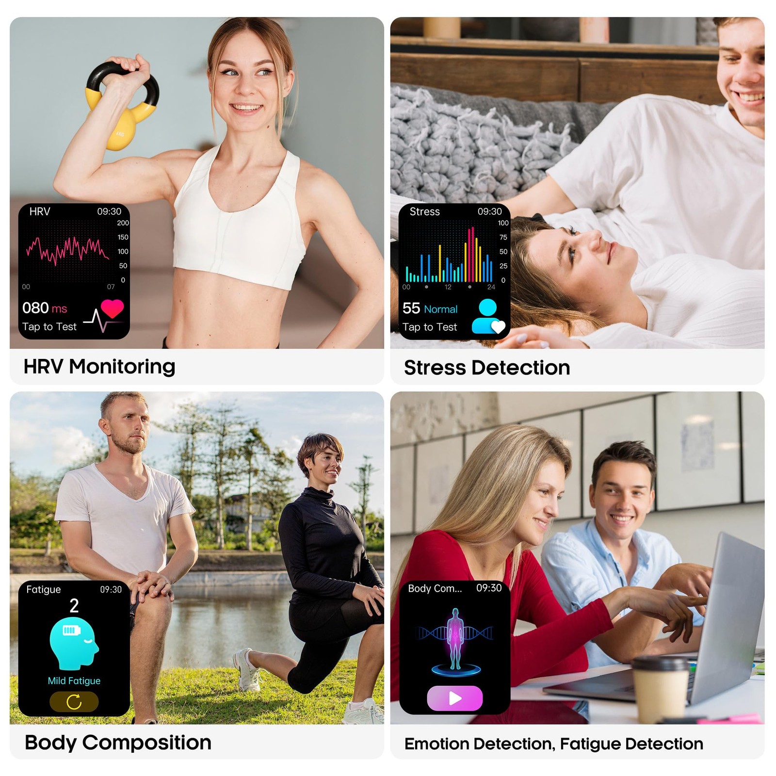 Yowow Bit Smart Watch For Men Women 2.0 Hd Display Blood Pressure Oxygen Heart