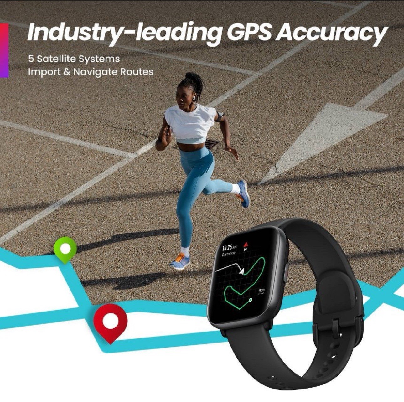 Amazfit Active Smartwatch, AMOLED Screen, Built in GPS, 14 Day Battery – Black