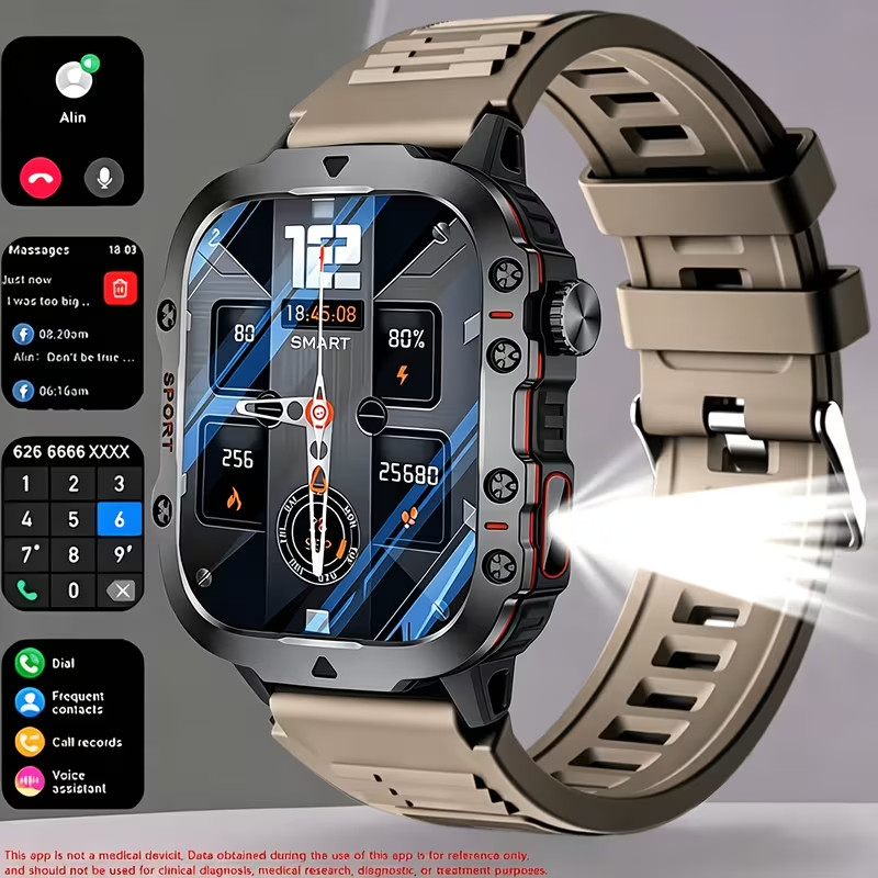 Men’s Rugged Smartwatch | 100+ Sports Modes | LED Flashlight | iPhone & Android