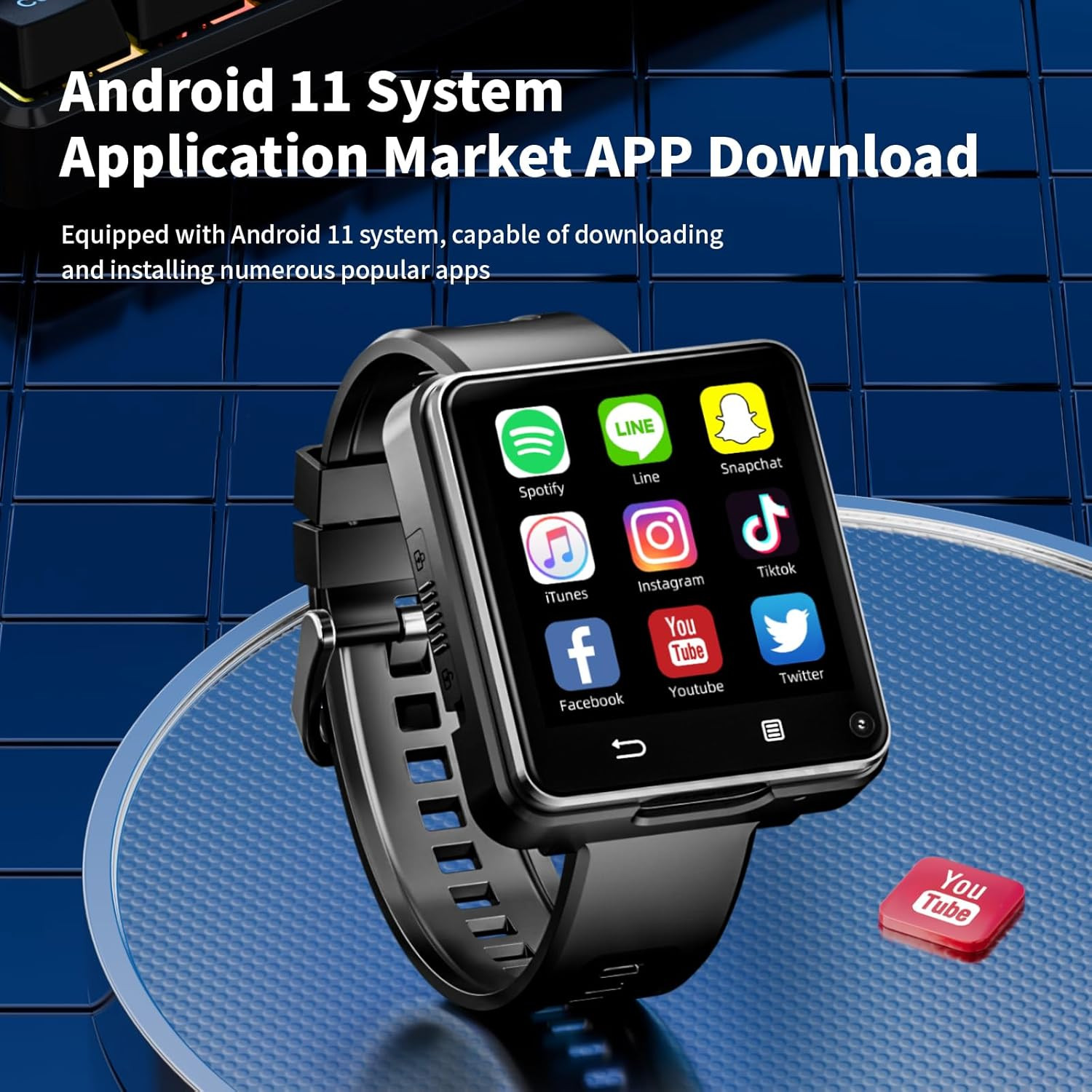 4G Smart Watch Phone Call, 4GB+64GB Android 11 CPU MTK6761 Smartwatch, 2.64″ Lar