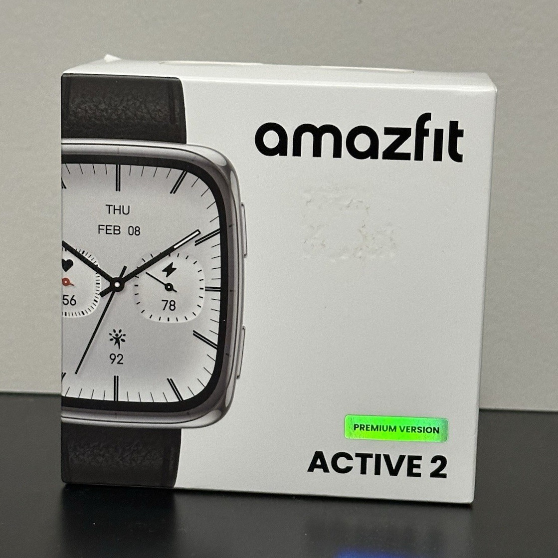 Amazfit Active 2 Premium Smart Watch Square Sapphire Glass GPS Black Leather