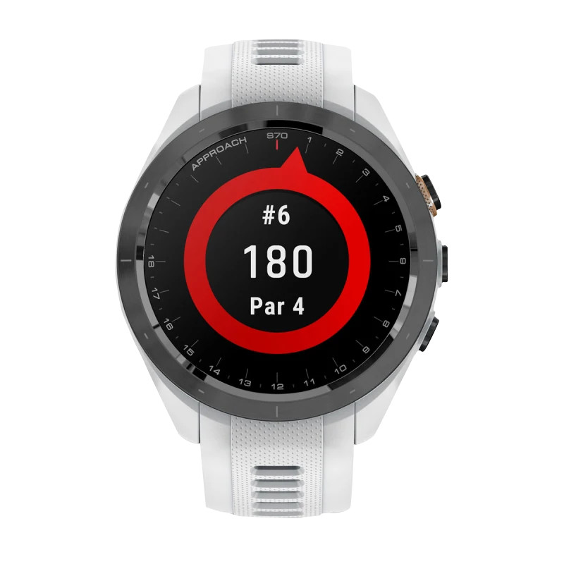 Garmin Approach S70, 42 mm Black/Peach with White Silicone Band (010-02746-00)