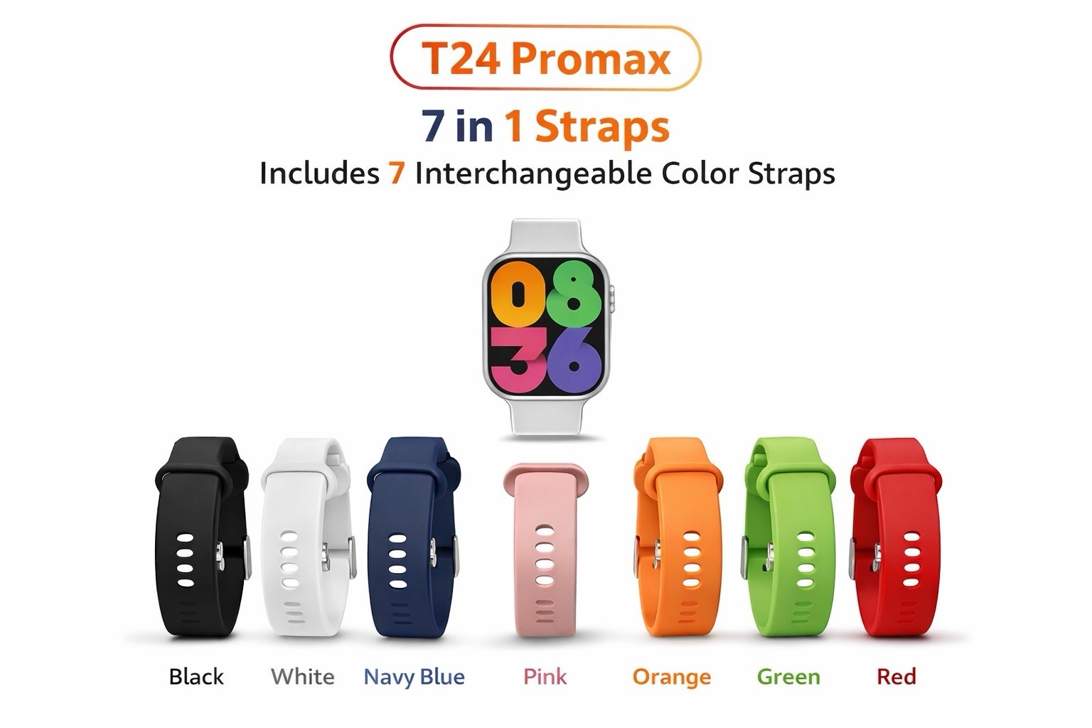 Smartwatch 7-in-1 Strap | Unisex Gift | All Ages | iOS Android Compatible