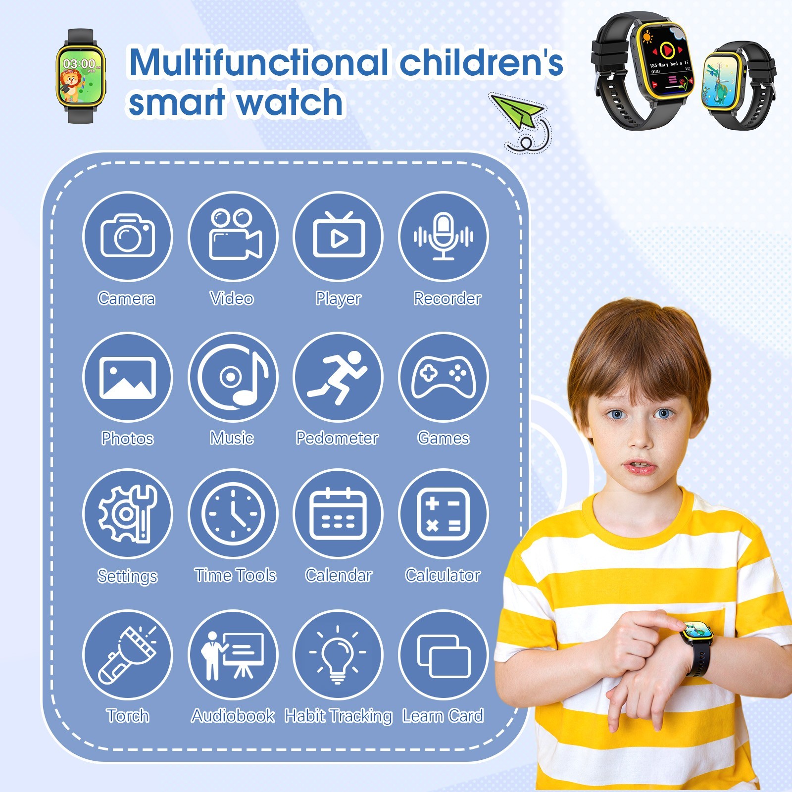 Kids Smart Watch for Boys Girls HD Touch Screen Educational Toy Gifts 2-way Call